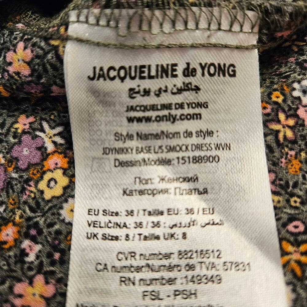 ONLY Jacqueline de Yong Piper Ditsy print floral smock dress long sleeve sz. 8 - Picture 11 of 12